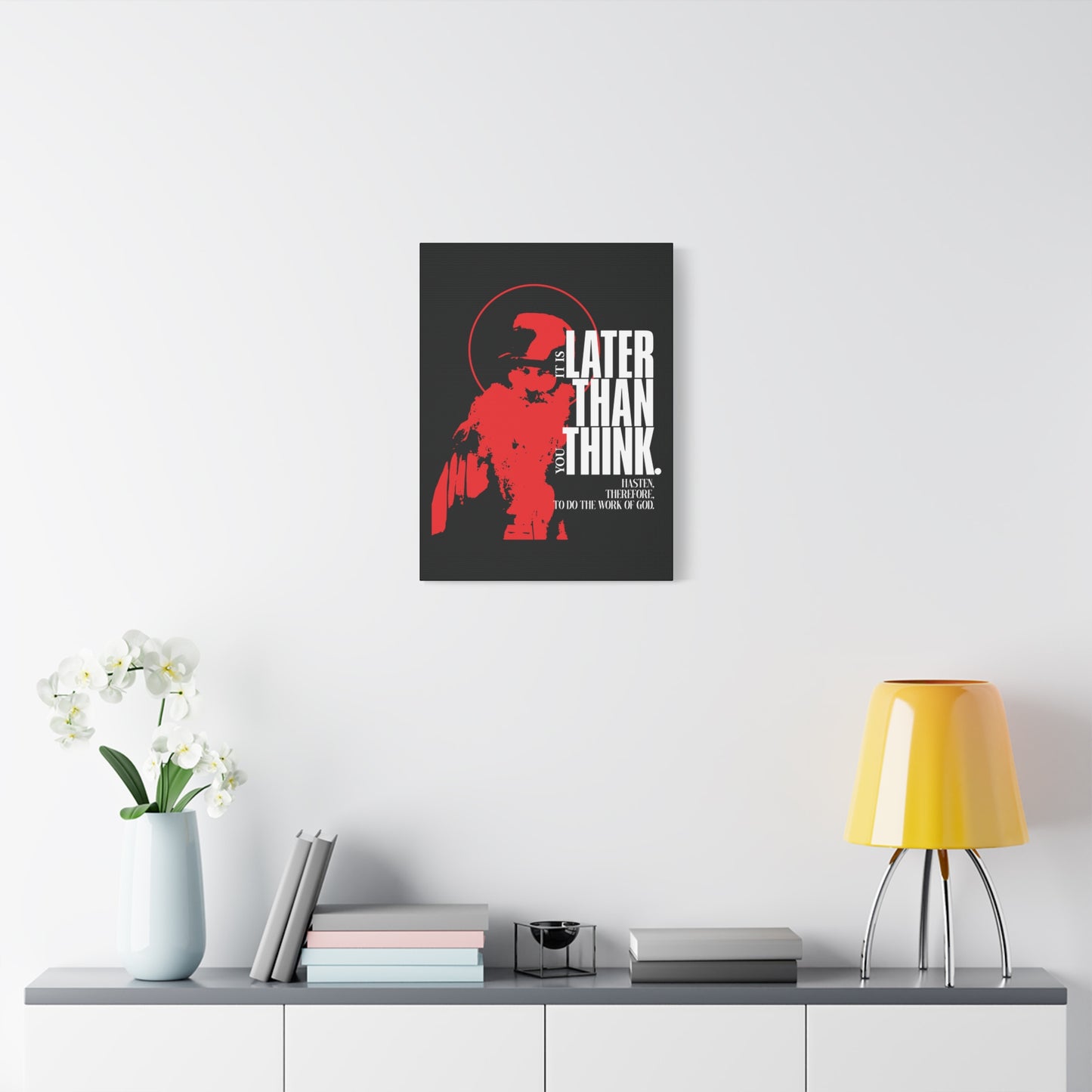 It's Later Than You Think | Seraphim Rose | Minimal Red Design with Halo | Apocalyptic Ethos | Christian Canvas Art