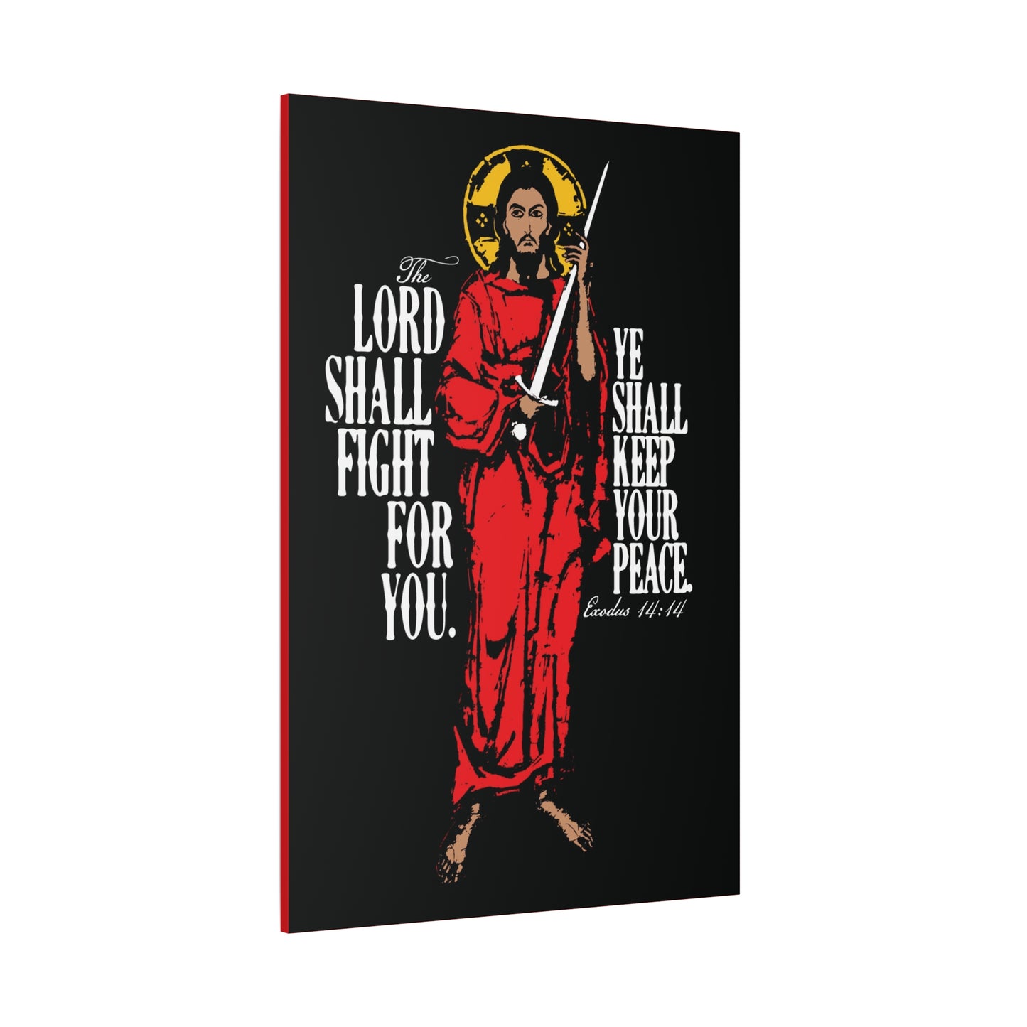 The Lord Shall Fight For You (Exodus 14:14) | Jesus Christ with Sword IconoGraphic | Orthodox Christian Canvas Art
