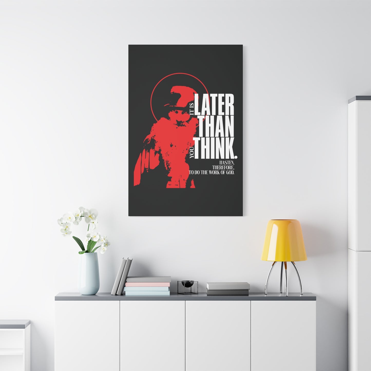 It's Later Than You Think | Seraphim Rose | Minimal Red Design with Halo | Apocalyptic Ethos | Christian Canvas Art