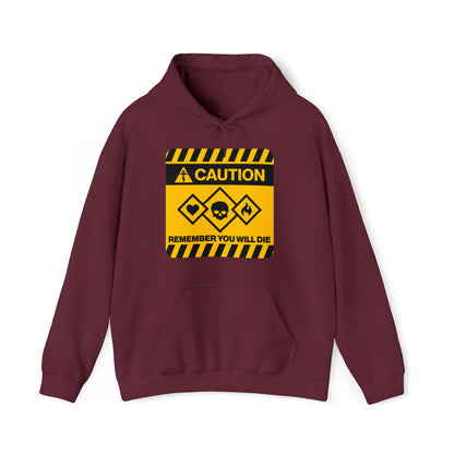 Remember You Will Die Caution Design No. 1  | Orthodox Christian Hoodie / Hooded Sweatshirt