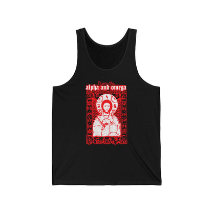 Christ Pantocrator IconoGraphik No. 2 (Alpha and Omega) | Orthodox Christian Jersey Tank Top / Sleeveless Shirt