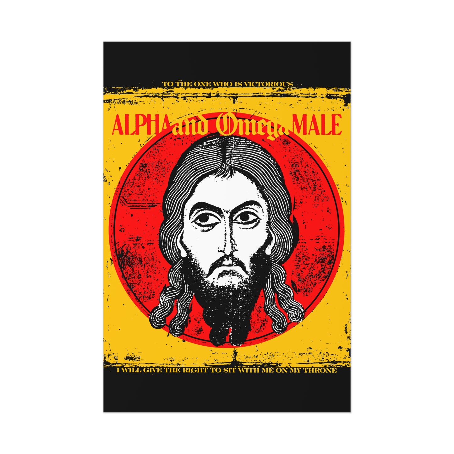 Alpha and Omega Male (Jesus Christ Image of Edessa IkonoGraphic) No. 1 | Orthodox Christian Art Poster