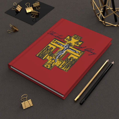 The Lord of Glory | Russian Golgotha Crucifix IconoGraphic (Red BG) | 1 Corinthians 2:8 | Orthodox Christian Hardcover Blank Journal