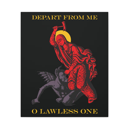 St Marina IconoGraphic (Depart from Me O Lawless One) | Saint Beating the Devil with a Hammer | Orthodox Christian Canvas Art