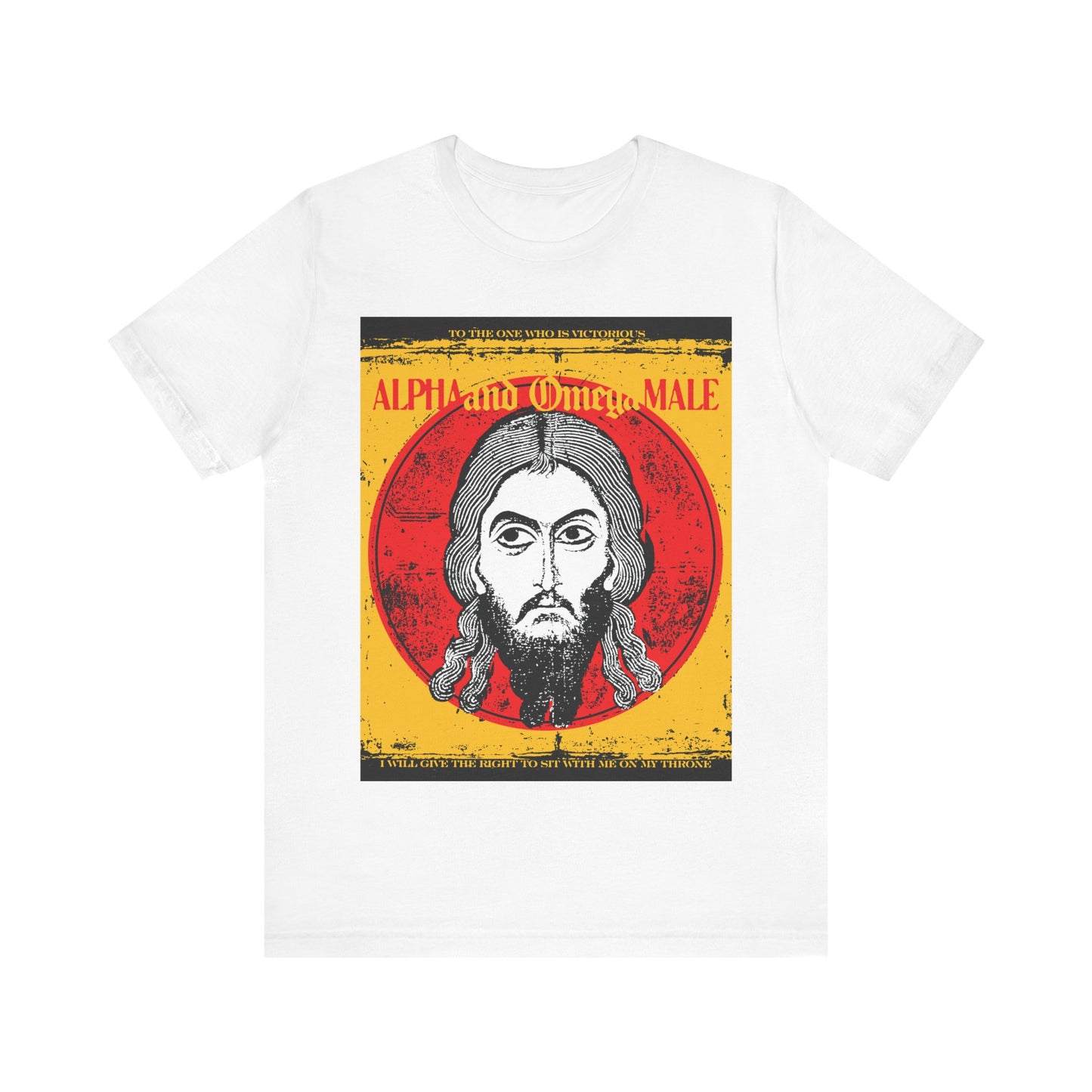 Alpha and Omega Male (Jesus Christ Image of Edessa IkonoGraphic) No. 1 | Orthodox Christian T-Shirt