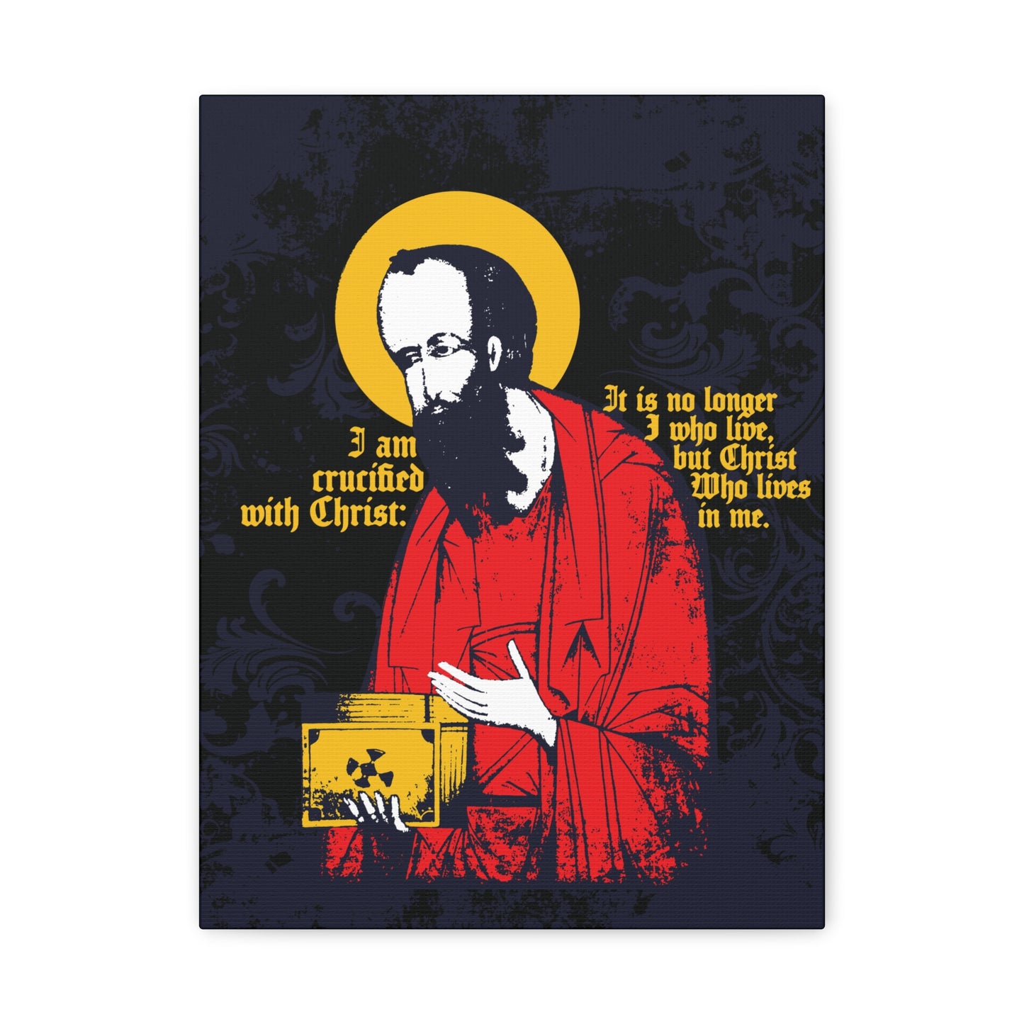 St Paul Holding Gospel Iconographic | I am crucified with Christ (Galatians 2:20) | Orthodox Christian Canvas Art