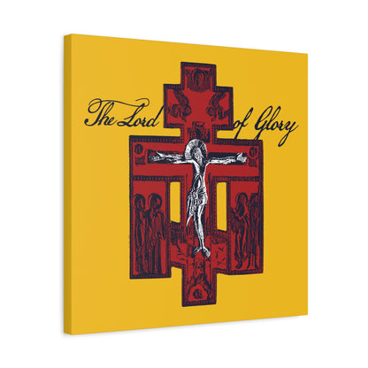 The Lord of Glory | Russian Golgotha Crucifix IconoGraphic (Gold BG) | 1 Corinthians 2:8 | Orthodox Christian Canvas Art
