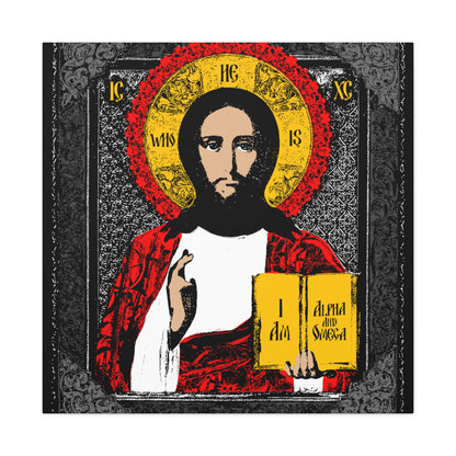 Christ Pantocrator IconoGraphic No. 1 (Alpha and Omega) | Orthodox Christian Canvas Art