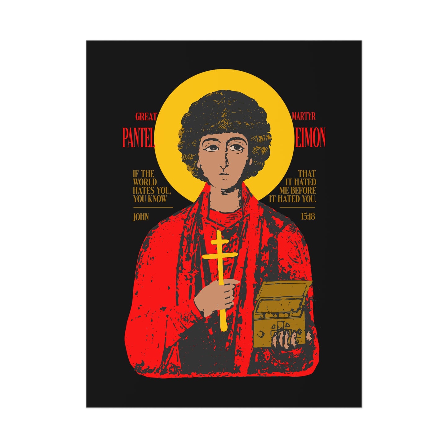 Great-Martyr Panteleimon IconoGraphic No. 1 | Orthodox Christian Art Poster
