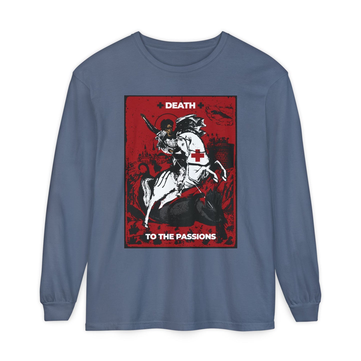 St George Slaying the Dragon | Death to the Passions | Unseen Warfare | Ascetic Orthodox Christianity | Heavy Cotton Long Sleeve T-Shirt