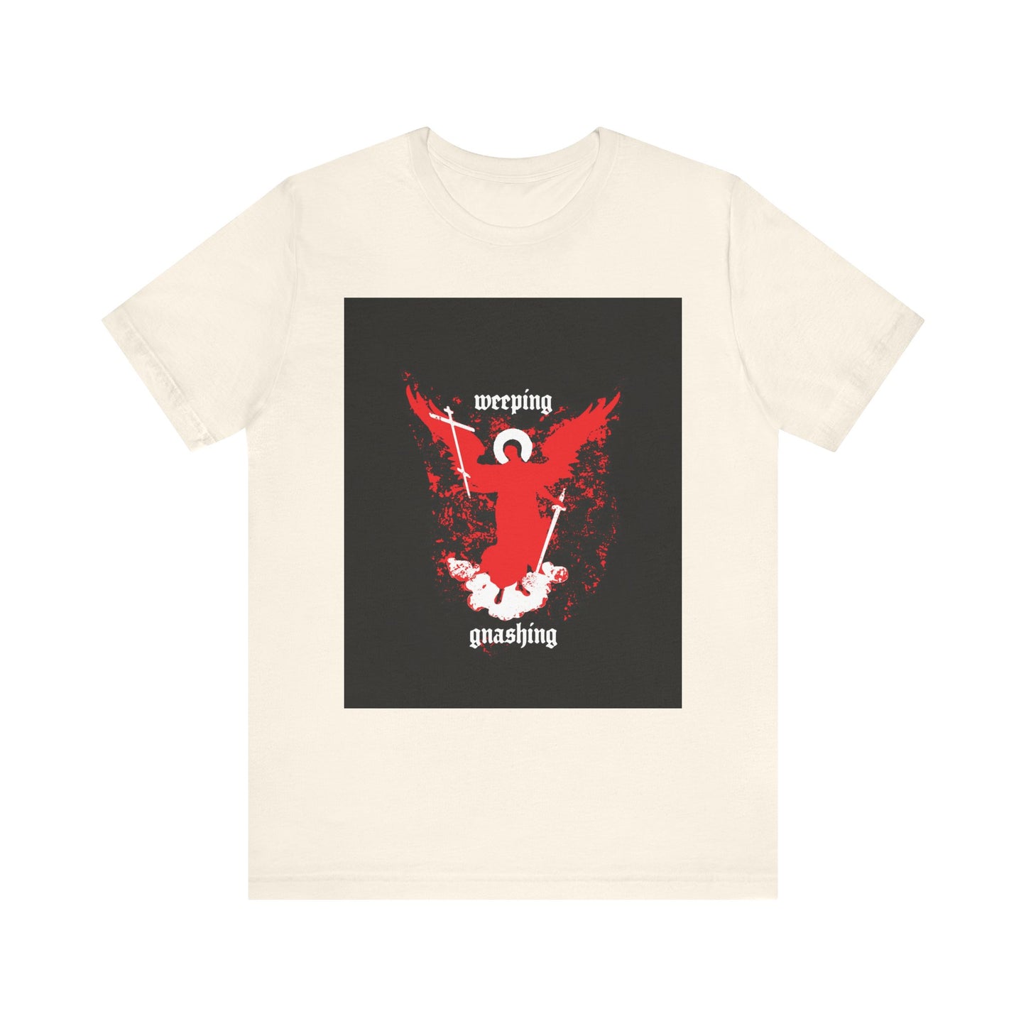 Weeping and Gnashing (Matthew 13:41) | Red Avenging Angel IconoGraphic | Orthodox Christian Lightweight Cotton Unisex Tee