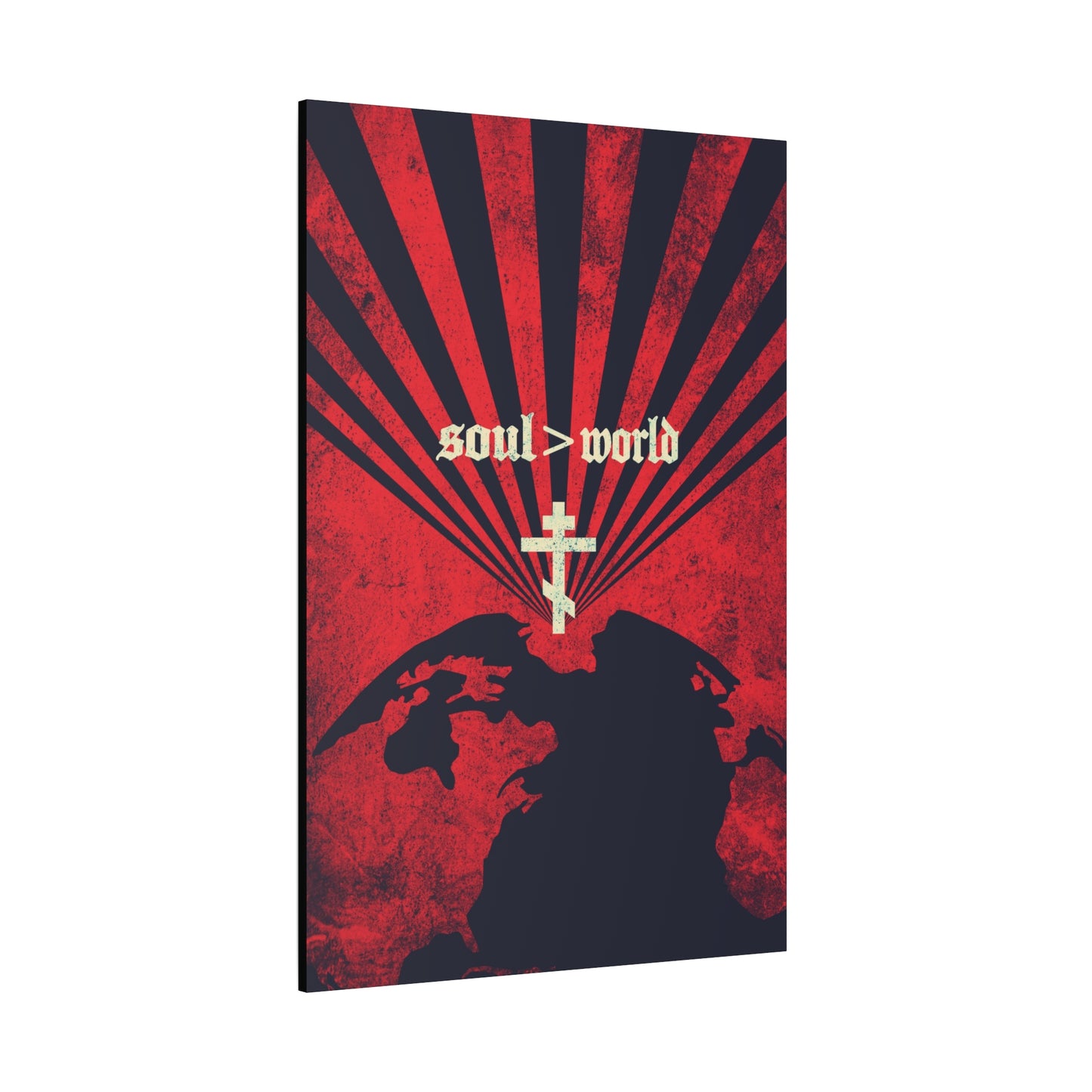 What Shall it Profit a Man | Matthew 16:26 | Soul Is Greater Than World | Red Earth White Cross | Orthodox Christian Canvas Art