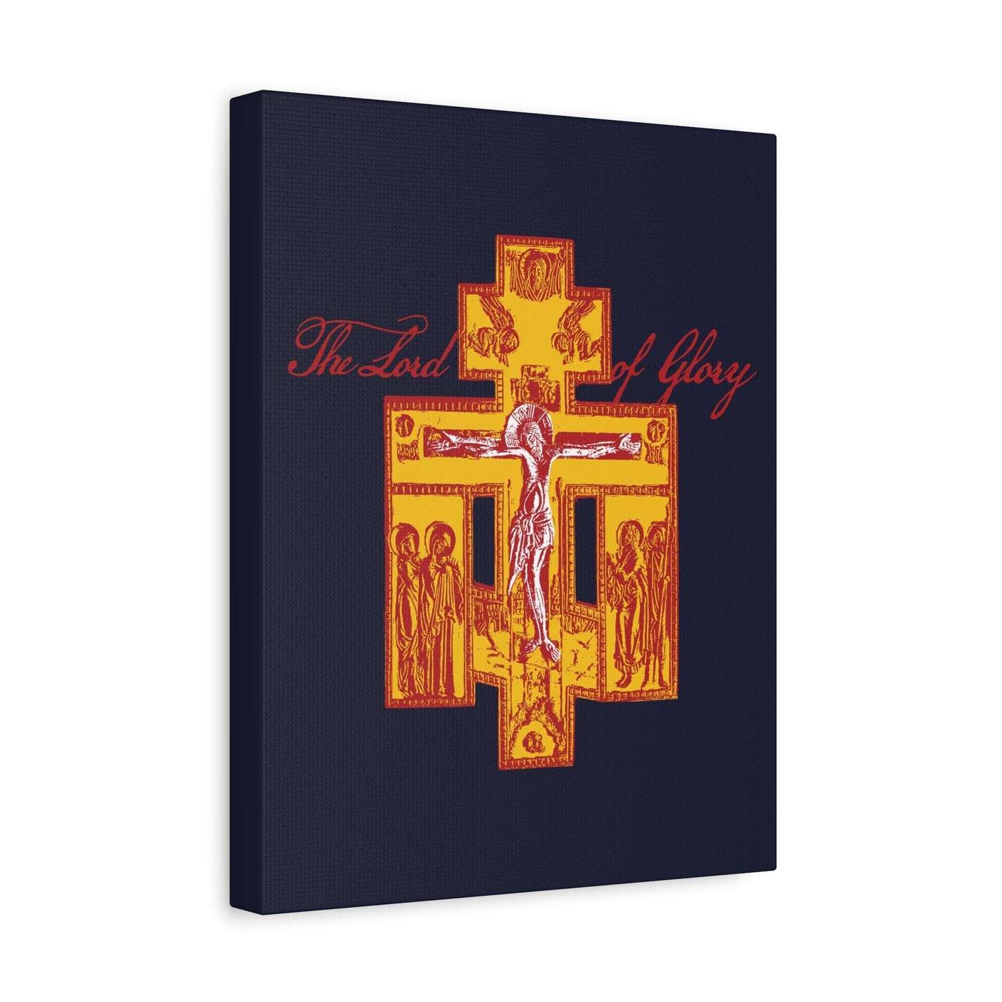 The Lord of Glory | Russian Golgotha Crucifix IconoGraphic (Blue BG) | 1 Corinthians 2:8 | Orthodox Christian Canvas Art