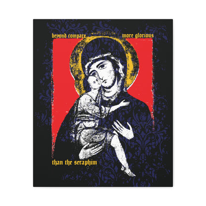 Beyond Compare More Glorious Than the Seraphim | Vladimir Theotokos Iconographic | Orthodox Christian Canvas Art