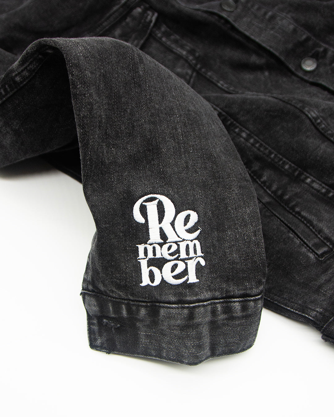 NIKA Red Embroidered Orthodox Cross | NIKE Logo Mashup | Sports Logo Aesthetic | Remember You Will Die Embroidered Sleeve Accents | Denim Jean Jacket