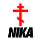 NIKA Red Orthodox Cross Black Text Small Design | Orthodox Christian T-Shirt