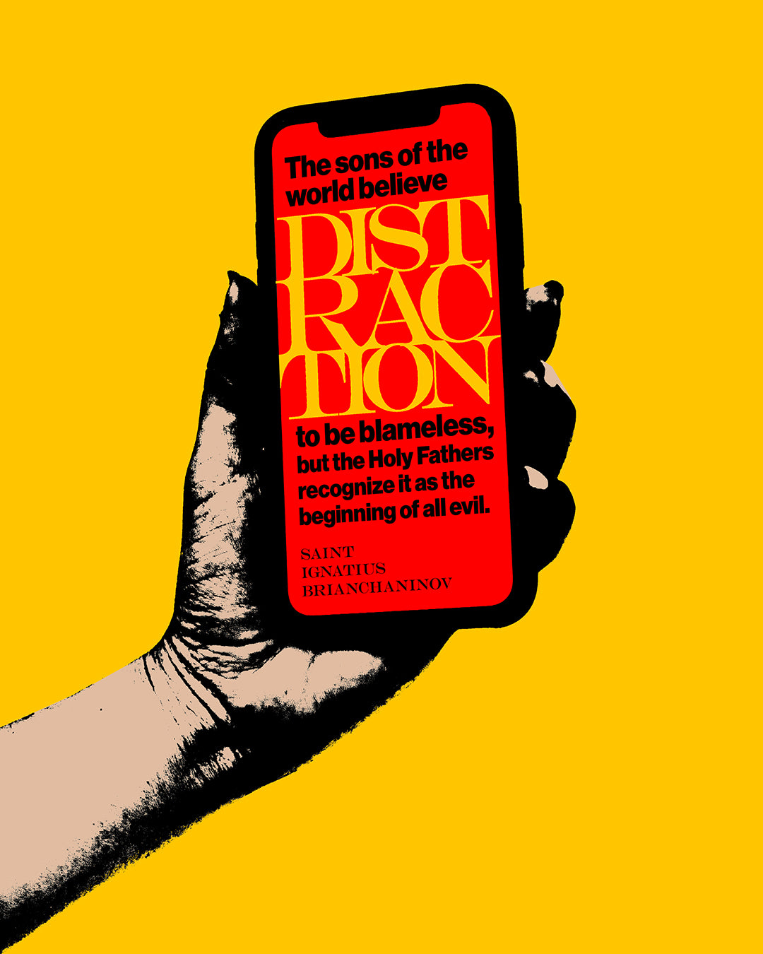 Distraction is the Beginning of All Evil (St Ignatius Brianchaninov) No. 1 | Orthodox Christian Hoodie / Hooded Sweatshirt