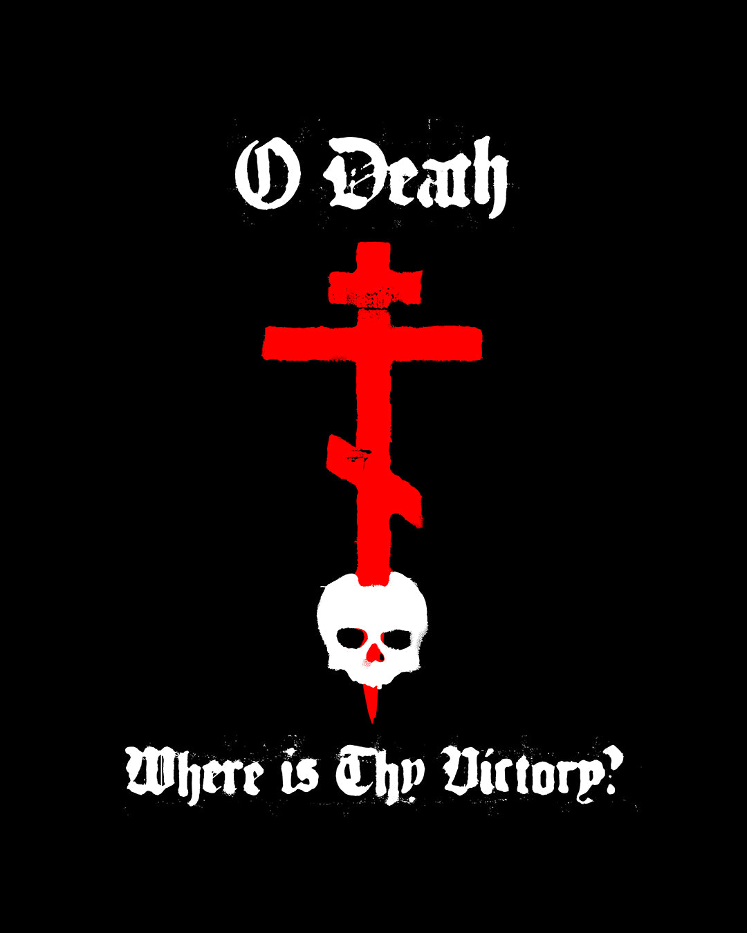 O Death Where is Thy Victory? 1 Cor 15:55 | Cross Stabbing Skull | Spraypaint Aesthetic | Orthodox Christian 15oz Black Mug