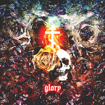 Now the Son of Man is Glorified, and God is Glorified in Him (John 13:31) | Skull and Floral Glowing Cross Design | Orthodox Christian T-Shirt