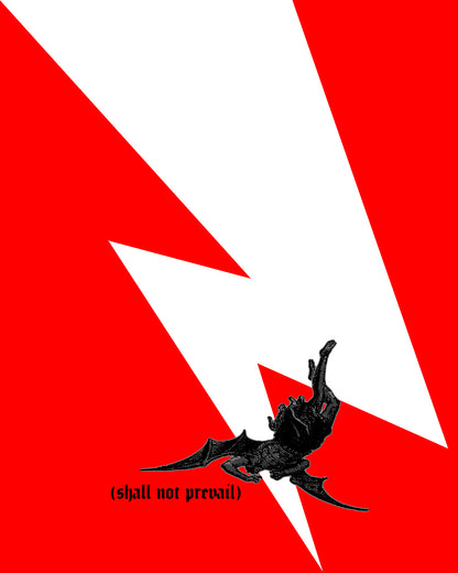 Shall Not Prevail | Satan Fell from Heaven Like Lightning (Luke 10:18) | Minimalist Design | Orthodox Long Sleeve Hooded Shirt