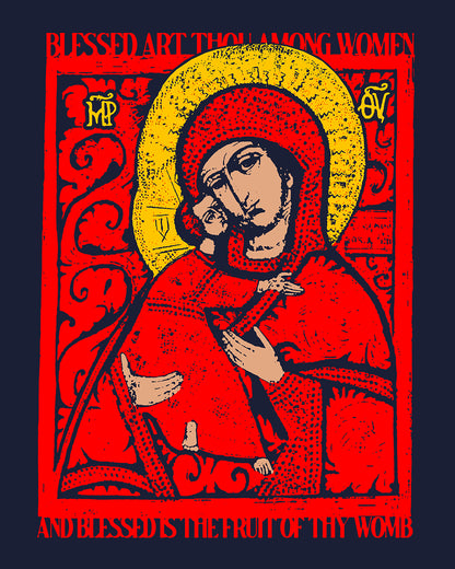 Vladimir Theotokos Icon (Blessed Art Thou Among Women) No. 1 | Orthodox Christian T-Shirt