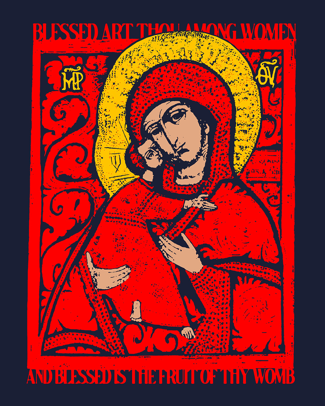 Vladimir Theotokos Icon (Blessed Art Thou Among Women) No. 1 | Orthodox Christian Jersey Tank Top / Sleeveless Shirt