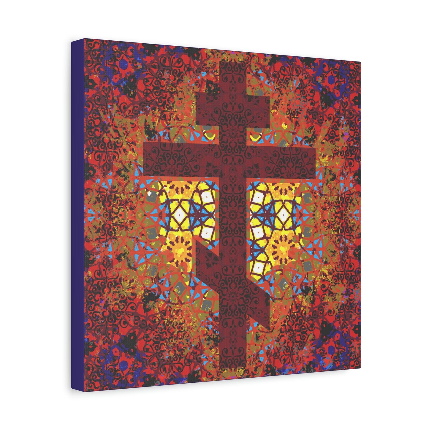 Stained Glass Cross Design No. 1 | Orthodox Christian Canvas Art