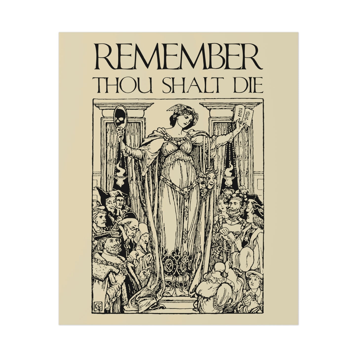 Remember You Will Die Shakespearean Woodcut Design No. 1 | Orthodox Christian Art Poster