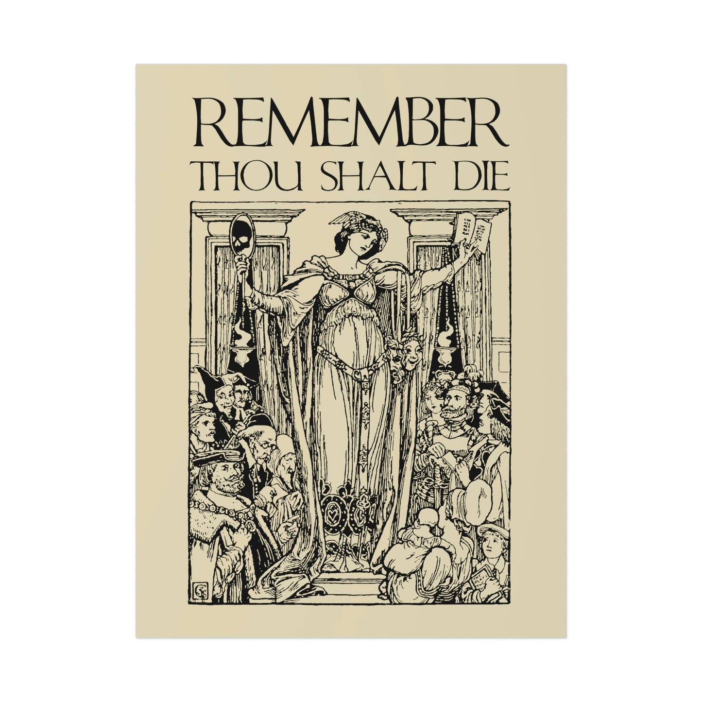 Remember You Will Die Shakespearean Woodcut Design No. 1 | Orthodox Christian Art Poster