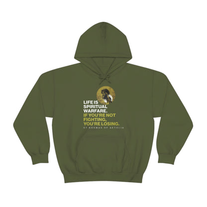 Life is Spiritual Warfare No. 1 (Minimal Design) | Orthodox Christian Hoodie / Hooded Sweatshirt