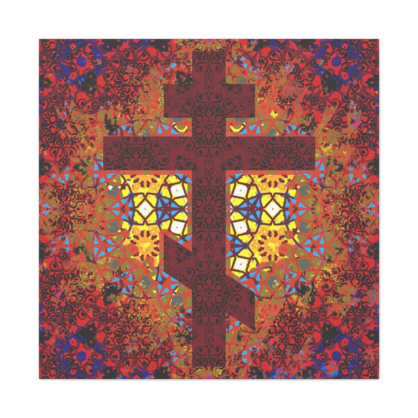 Stained Glass Cross Design No. 1 | Orthodox Christian Canvas Art