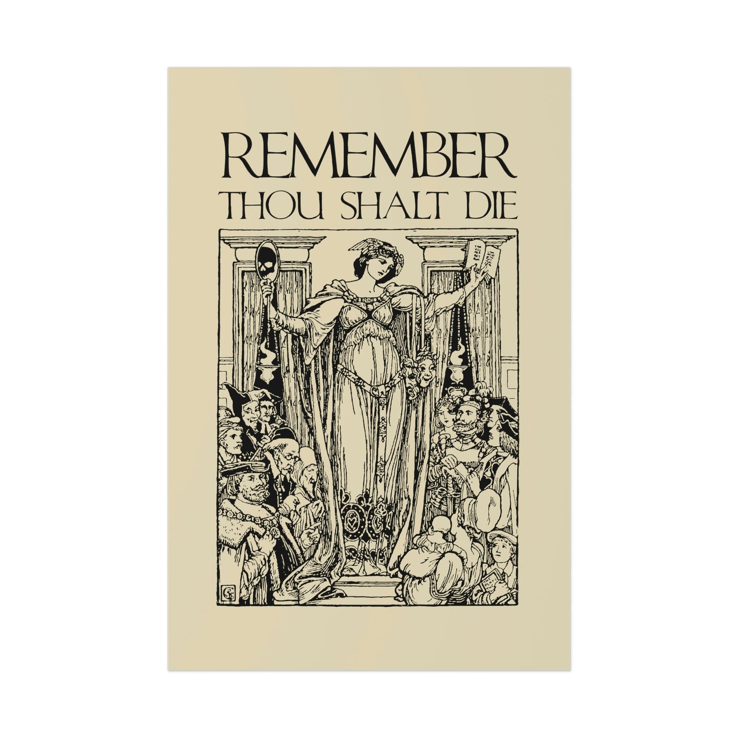 Remember You Will Die Shakespearean Woodcut Design No. 1 | Orthodox Christian Art Poster