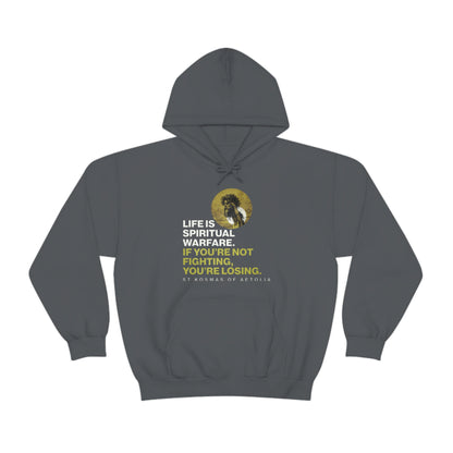 Life is Spiritual Warfare No. 1 (Minimal Design) | Orthodox Christian Hoodie / Hooded Sweatshirt