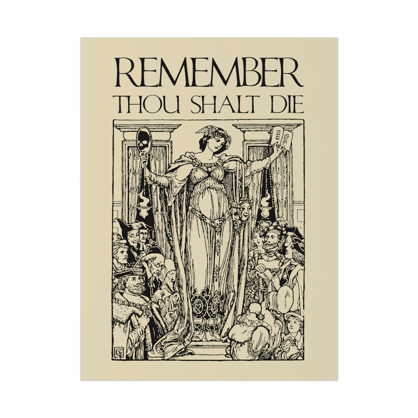 Remember You Will Die Shakespearean Woodcut Design No. 1 | Orthodox Christian Art Poster