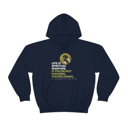 Life is Spiritual Warfare No. 1 (Minimal Design) | Orthodox Christian Hoodie / Hooded Sweatshirt
