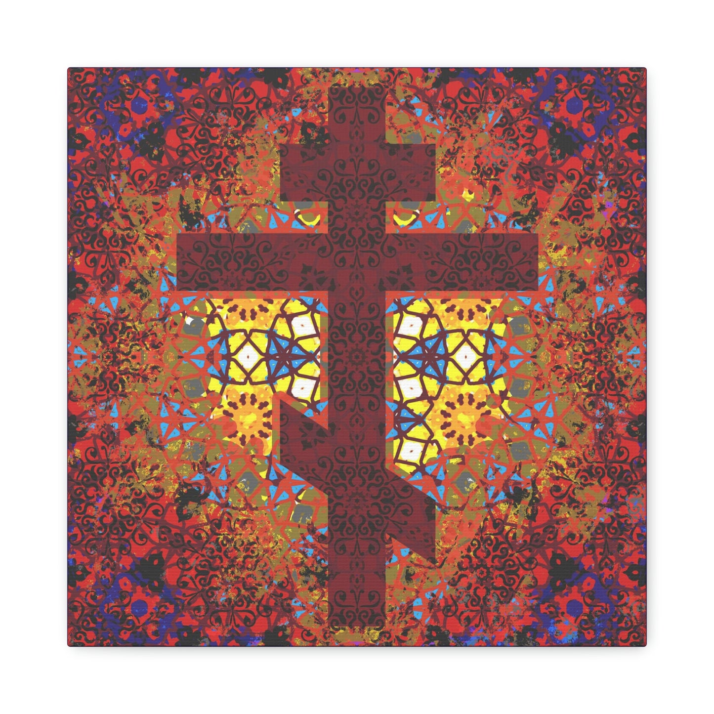 Stained Glass Cross Design No. 1 | Orthodox Christian Canvas Art