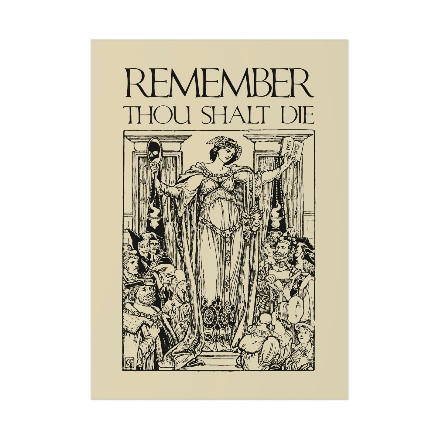 Remember You Will Die Shakespearean Woodcut Design No. 1 | Orthodox Christian Art Poster