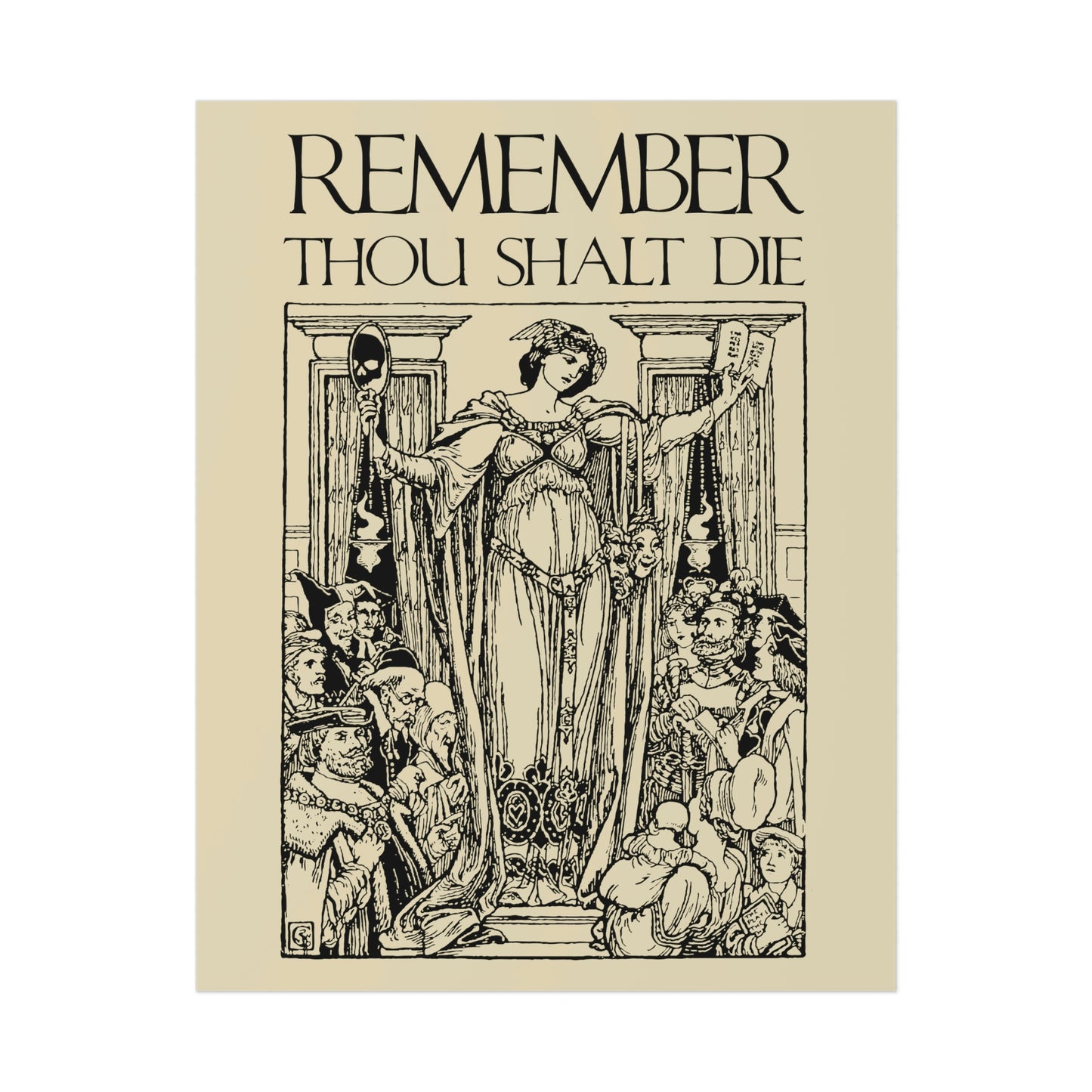 Remember You Will Die Shakespearean Woodcut Design No. 1 | Orthodox Christian Art Poster