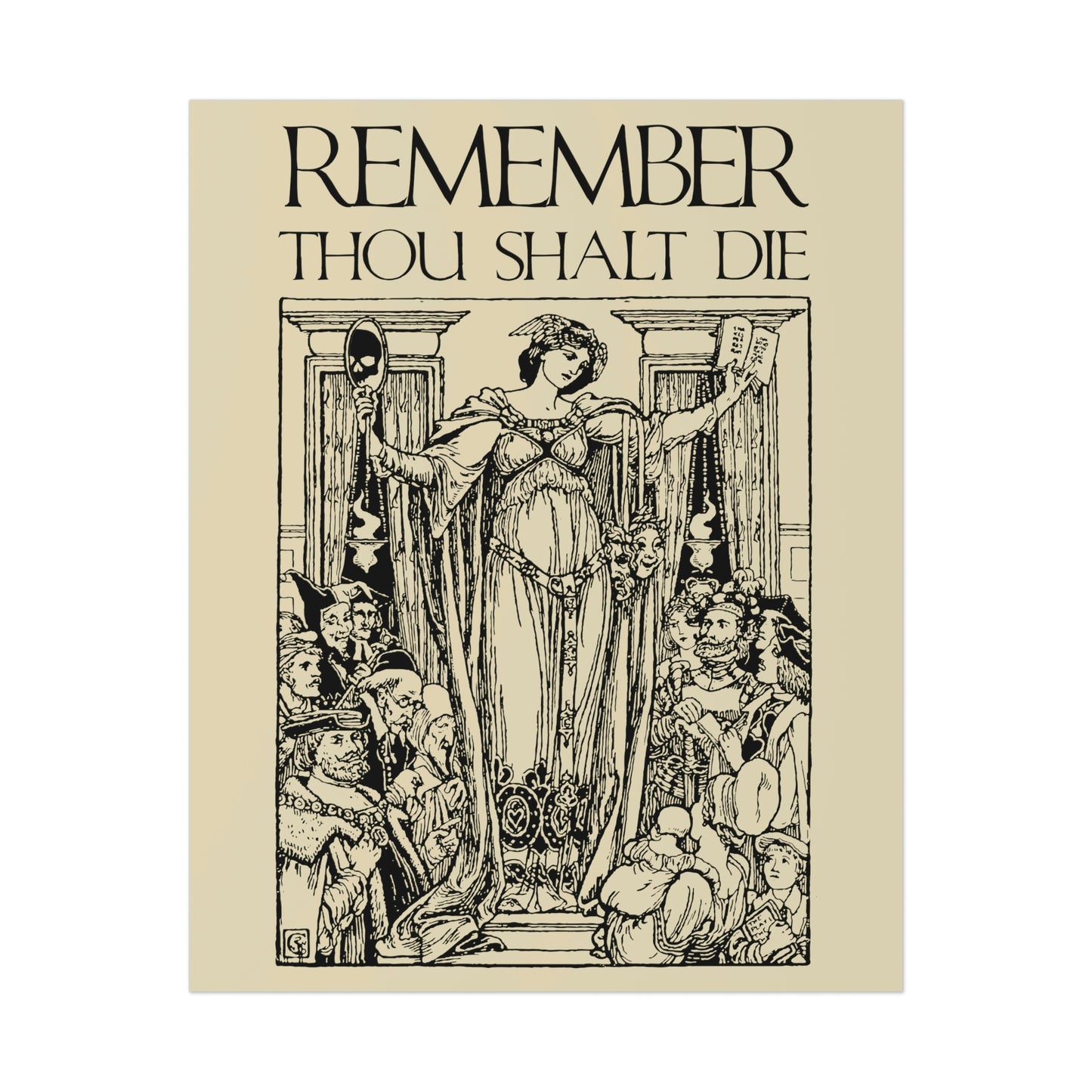 Remember You Will Die Shakespearean Woodcut Design No. 1 | Orthodox Christian Art Poster
