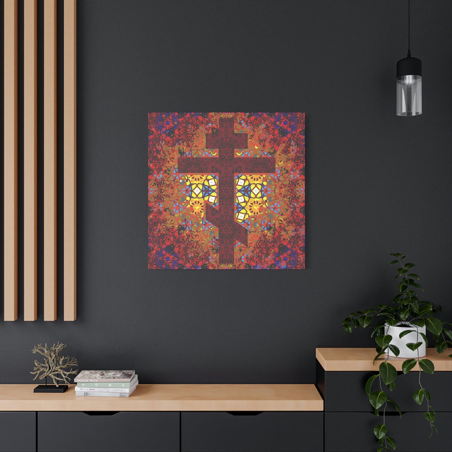 Stained Glass Cross Design No. 1 | Orthodox Christian Canvas Art