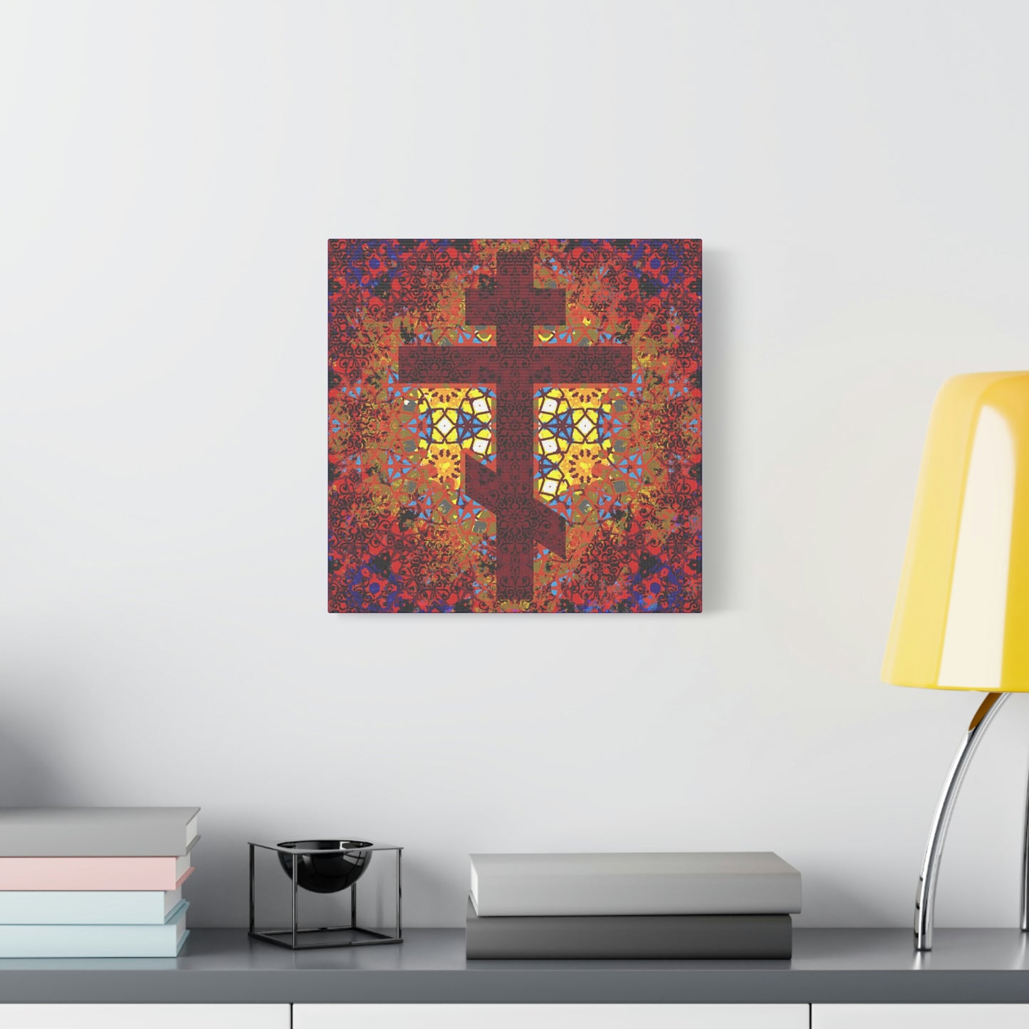 Stained Glass Cross Design No. 1 | Orthodox Christian Canvas Art